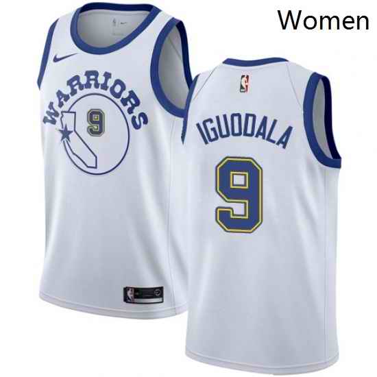 Womens Nike Golden State Warriors 9 Andre Iguodala Swingman White Hardwood Classics NBA Jersey